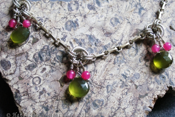 Sterling silver, Dragondust, Topaz, & Chalcedony anklet by Handmaden Designs LLC