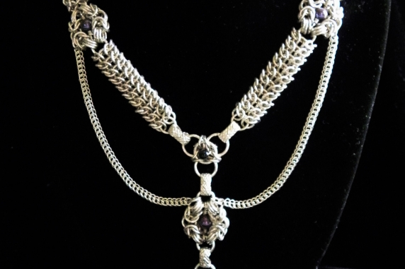 Sterling silver chainmaille statement necklace - Handmaden Designs LLC