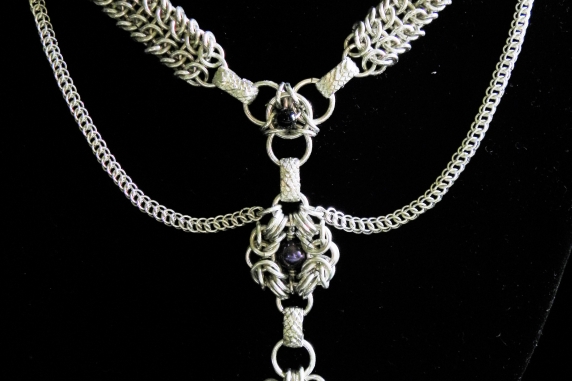 Sterling silver chainmaille statement necklace - Handmaden Designs LLC