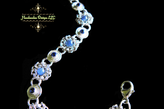 Sterling silver Romanov chainmaille bracelet with Kyanite