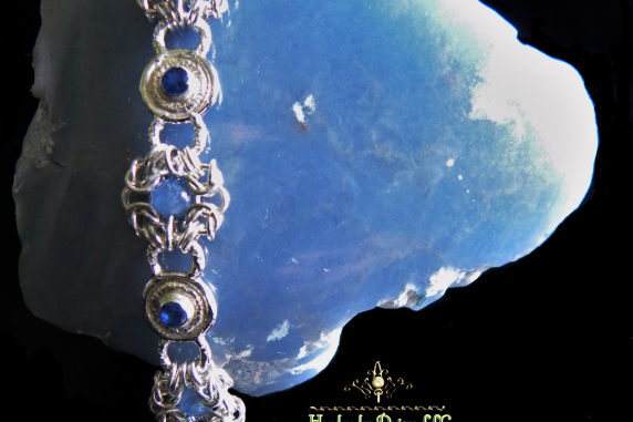 Sterling silver Romanov chainmaille bracelet with Kyanite