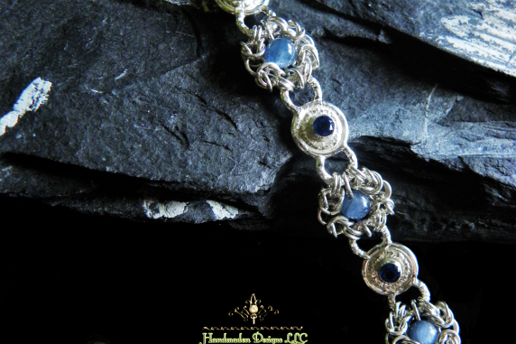 Sterling silver Romanov chainmaille bracelet with Kyanite