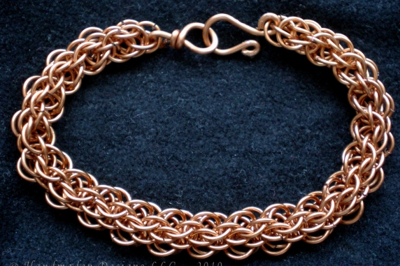 Copper Akkadian weave chainmaille bracelet by Handmaden Designs LLC