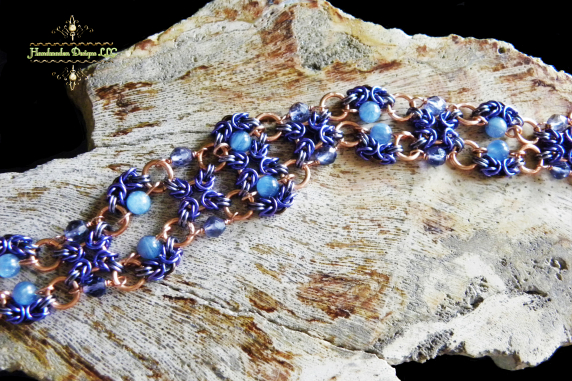 Iolite and Kyanite Anastasia design chainmaille bracelet - Handmaden Designs LLC