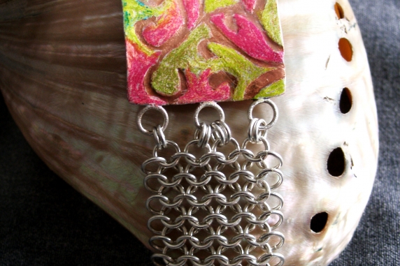 Sterling silver and copper Prismacolour sheet chainmaille bracelet