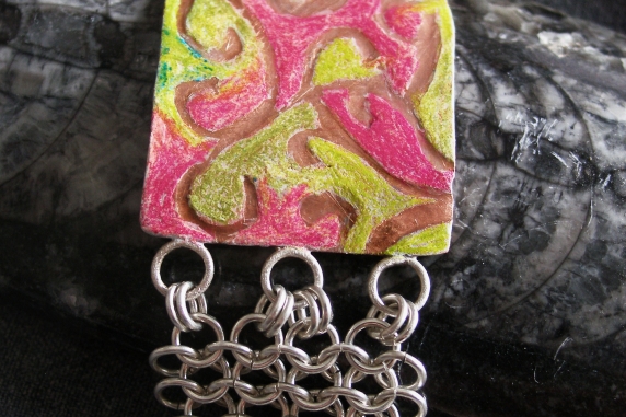 Sterling silver and copper Prismacolour sheet chainmaille bracelet