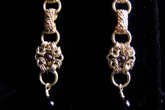 Sterling silver Victorian style chainmaille earrings - Handmaden Designs LLC