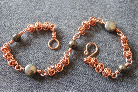 Copper and Pyrite Barrelweave chainmaille anket by Handmaden DesigsnsLLC