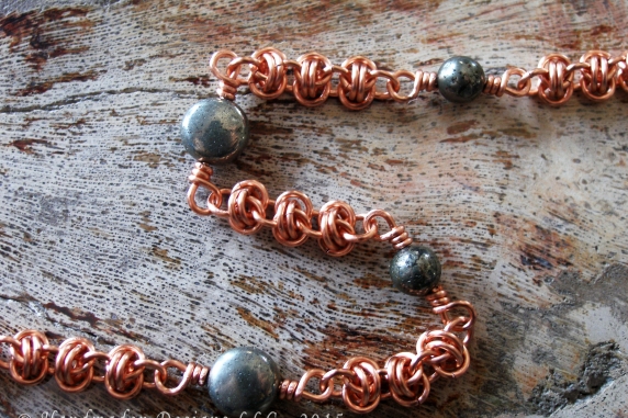 Copper and Pyrite Barrelweave chainmaille anket by Handmaden DesigsnsLLC