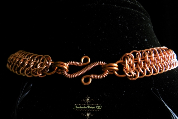 Copper and Unakite chainmaille statement necklace - Handmaden Designs LLC