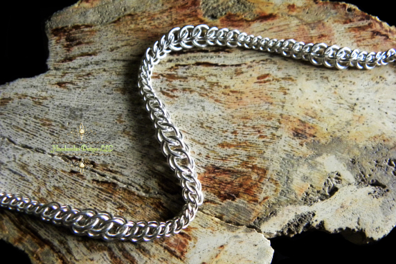 Sterling Silver Graduated Half Persian chainmaille bracelet