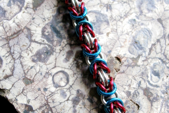 Sterling silver patriotic chainmaille anklet by Handmaden Designs LLC