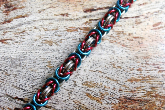 Sterling silver patriotic chainmaille anklet by Handmaden Designs LLC