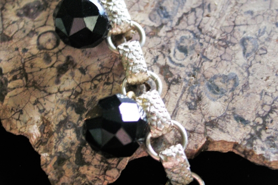 Sterling silver book chain Victorian shoe button bracelet