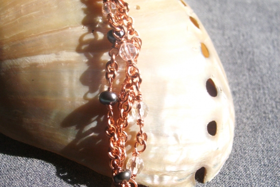 Cedar Cove copper and pearl bracelet by Handmaden Designs LLC