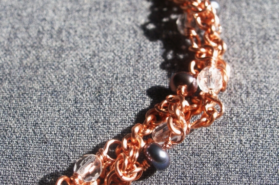 Cedar Cove copper and pearl bracelet by Handmaden Designs LLC