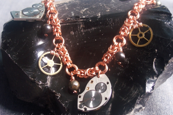 Copper Byzantine and Steampunk charm bracelet by Handmaden Designs LLC