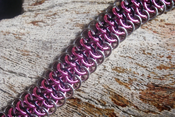 Sterling silver, pink, and blue-black Crotalus bracelet by Handmaden Designs LLC