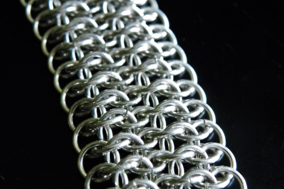 Sterling silver Crotalus Sheet chainmaille bracelet by Handmaden Designs LLC