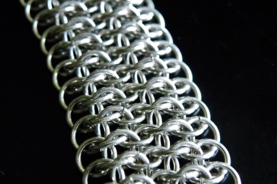 Sterling silver Crotalus Sheet chainmaille bracelet by Handmaden Designs LLC