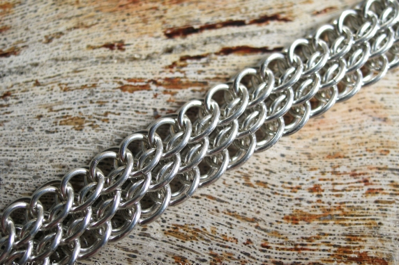 Sterling Silver Dragonscale Bias Chainmaille Bracelet