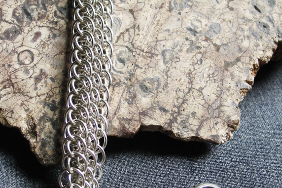 Sterling Silver Dragonscale Bias Chainmaille Bracelet