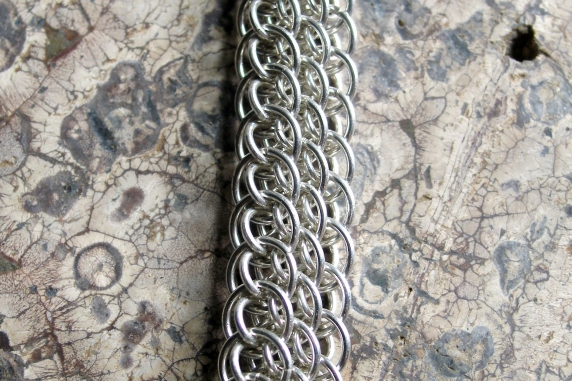 Sterling Silver Dragonscale Bias Chainmaille Bracelet