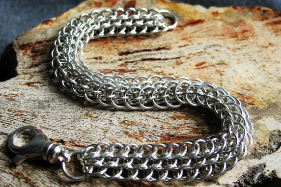 Sterling Silver Dragonscale Bias Chainmaille Bracelet