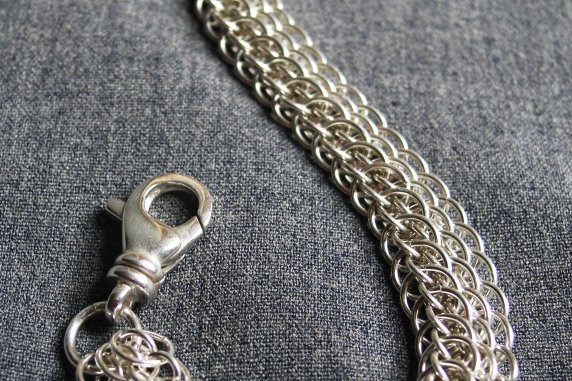 Sterling Silver Dragonscale Bias Chainmaille Bracelet