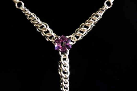 Sterling Silver Amethyst and chainmaille/silversmithing hybrid necklace