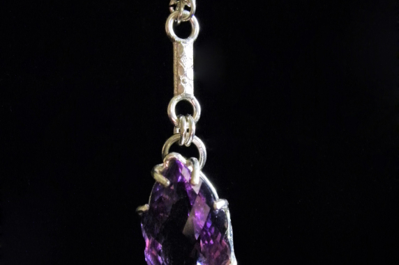 Sterling Silver Amethyst and chainmaille/silversmithing hybrid necklace