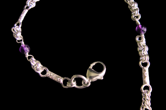 Sterling Silver Amethyst and chainmaille/silversmithing hybrid necklace