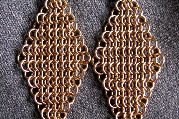 Gold-filled European 4in1 chainmaille earrings by Handmaden Designs LLC