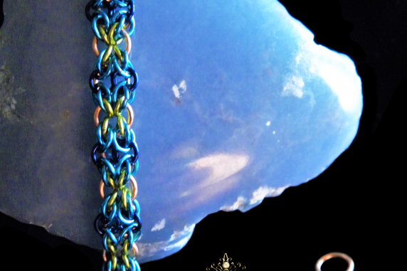 Copper and enameled copper Fae Chain chainmaille bracelet