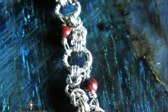 Sterling silver Red Jasper Half Romanov bracelet - Handmaden Designs LLC