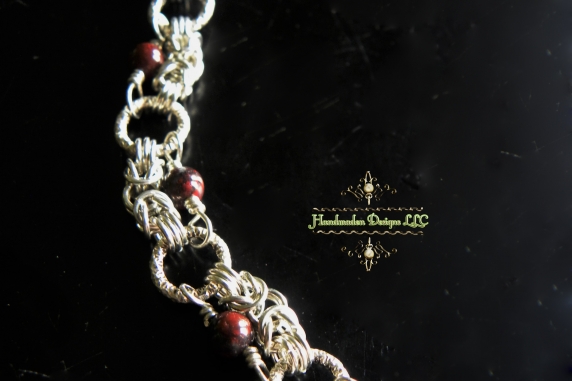 Sterling silver Red Jasper Half Romanov bracelet - Handmaden Designs LLC