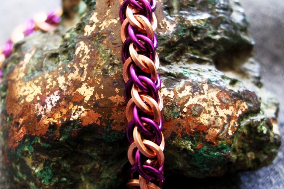 Half Persian 3in1 copper and purple enameled copper bracelet
