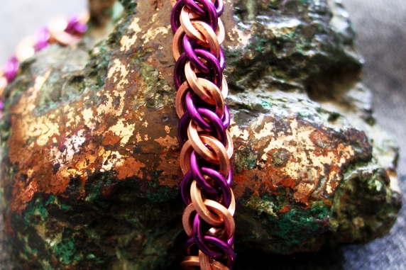 Half Persian 3in1 copper and purple enameled copper bracelet
