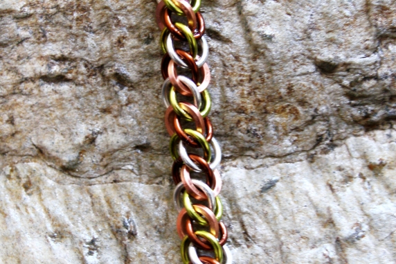 Sterling silver, copper, and camo enameled copper Half Persian 3in1 bracelet