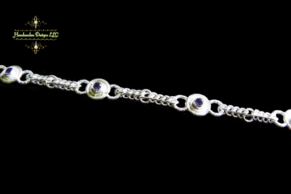 Sterling silver and Amethyst Half Persian chainmaille bracelet