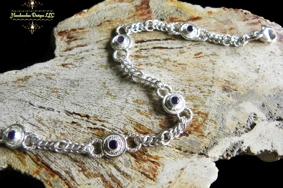 Sterling silver and Amethyst Half Persian chainmaille bracelet