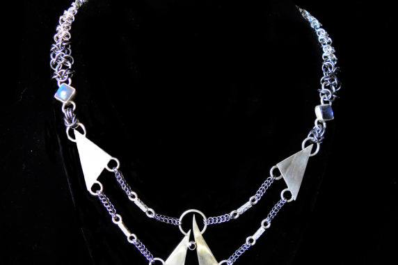 Sterling silver and tantalum Art Nouveau inspired necklace by Handmaden Designs