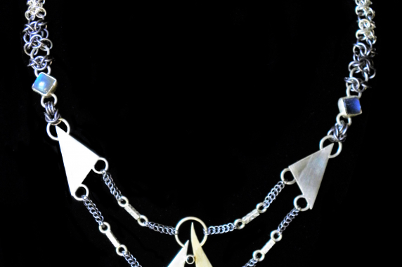 Sterling silver and tantalum Art Nouveau inspired necklace by Handmaden Designs
