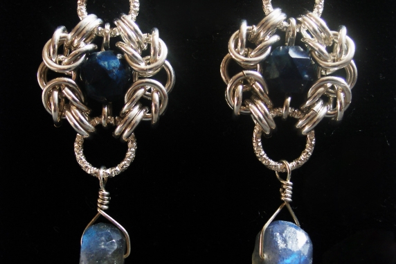 Sterling silver Lazurite & Labradorite Romanv earrings by Handmaden Designs LLC
