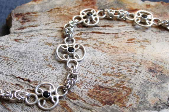 Sterling silver Black Spinel chainmaille bracelet