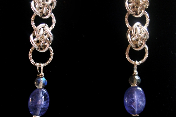 Sterling silver Labradorite and Tanzanite earrings by Handmaden Designs LLC