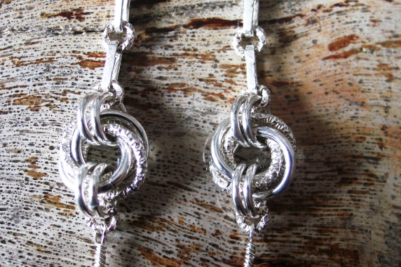 Sterling silver, Dragondust, and Chalcedony earrings by Handmaden Designs LLC