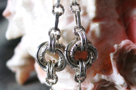 Sterling silver, Dragondust, and Chalcedony earrings by Handmaden Designs LLC