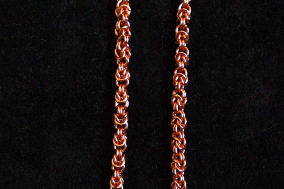 Copper and freshwater pearl Half Byzantine earrings by Handmaden Designs LLC