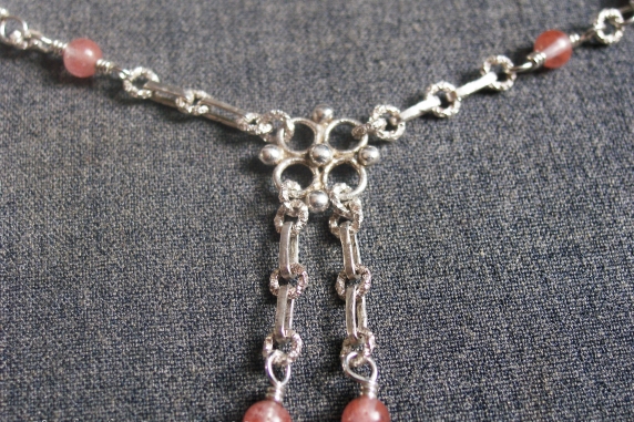 Sterling silver Victorian style chainmaille necklace by Handmaden Designs LLC